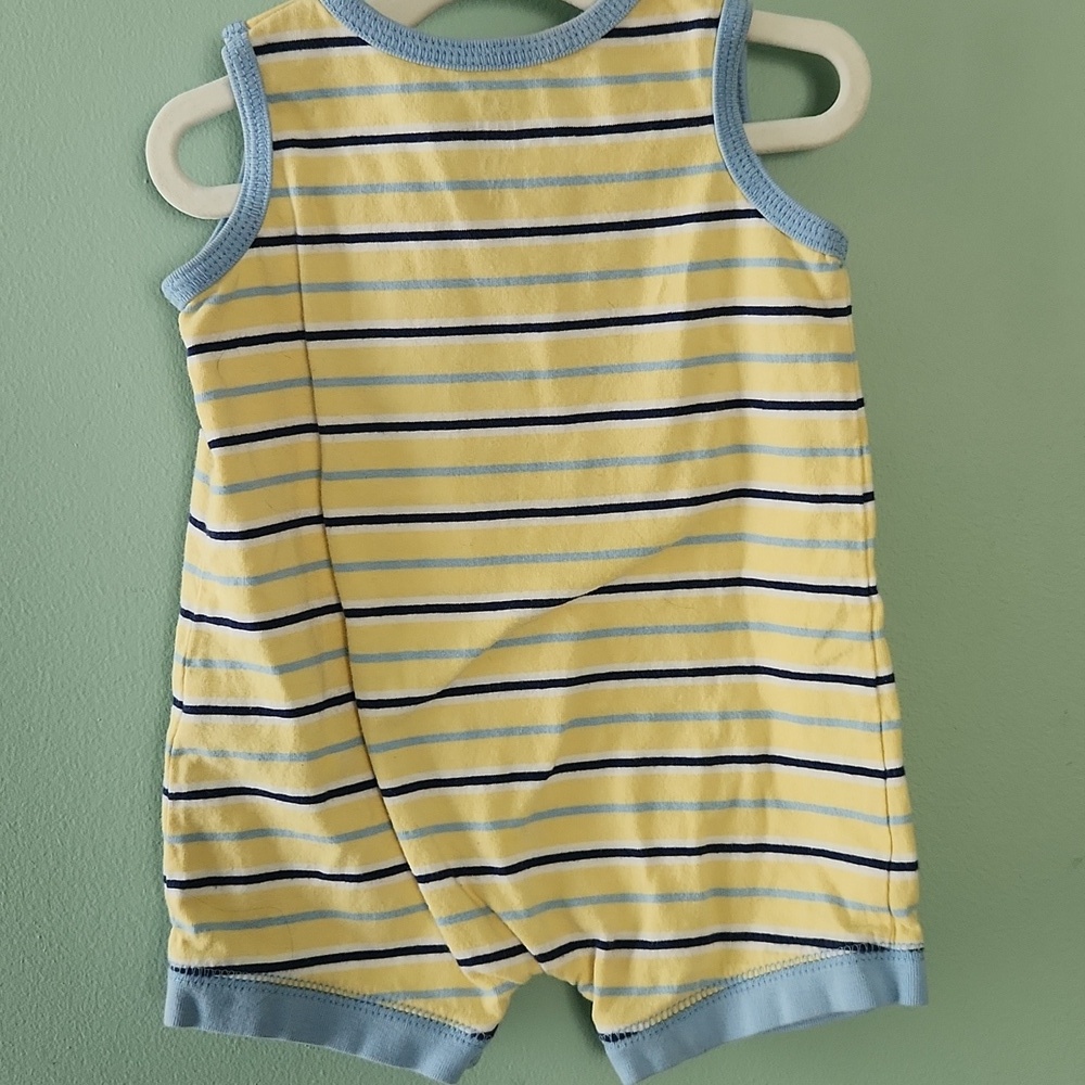 Carter's Yellow and Blue Striped Baby Romper - Picture 7 of 10